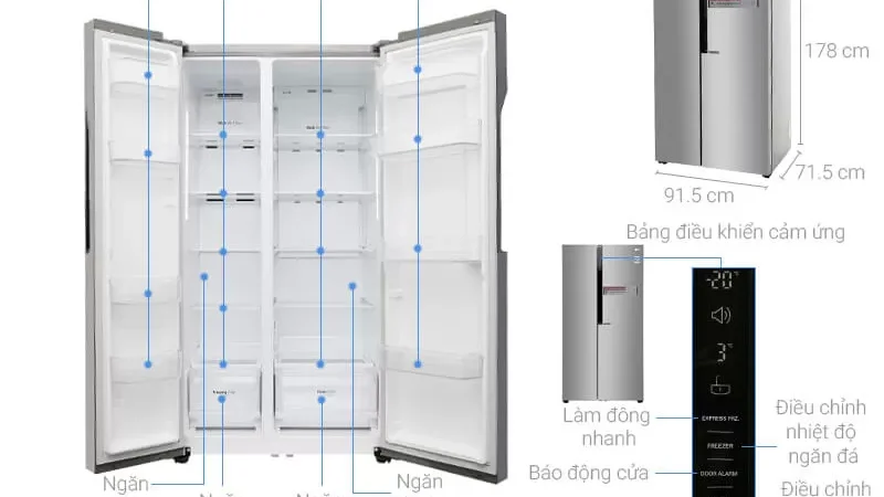 Kích thước tủ lạnh side by side bạn cần biết