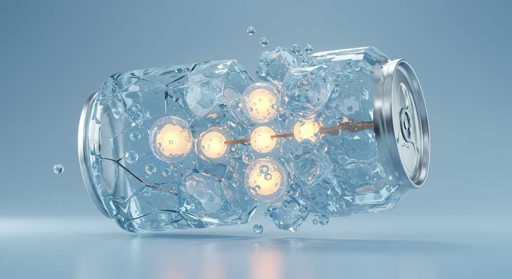 Vì sao không nên cho đồ uống có gas vào ngăn đá tủ lạnh 1 Nguyên lý giãn nở của nước khi đóng băng